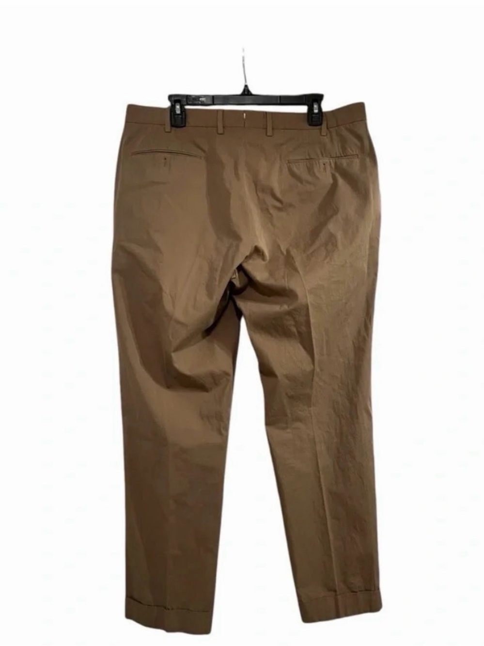 INCOTEX Solid Khaki Brown 100% Cotton Mens Luxury Flat Front Pants Trousers - 38 - Picture 4 of 11